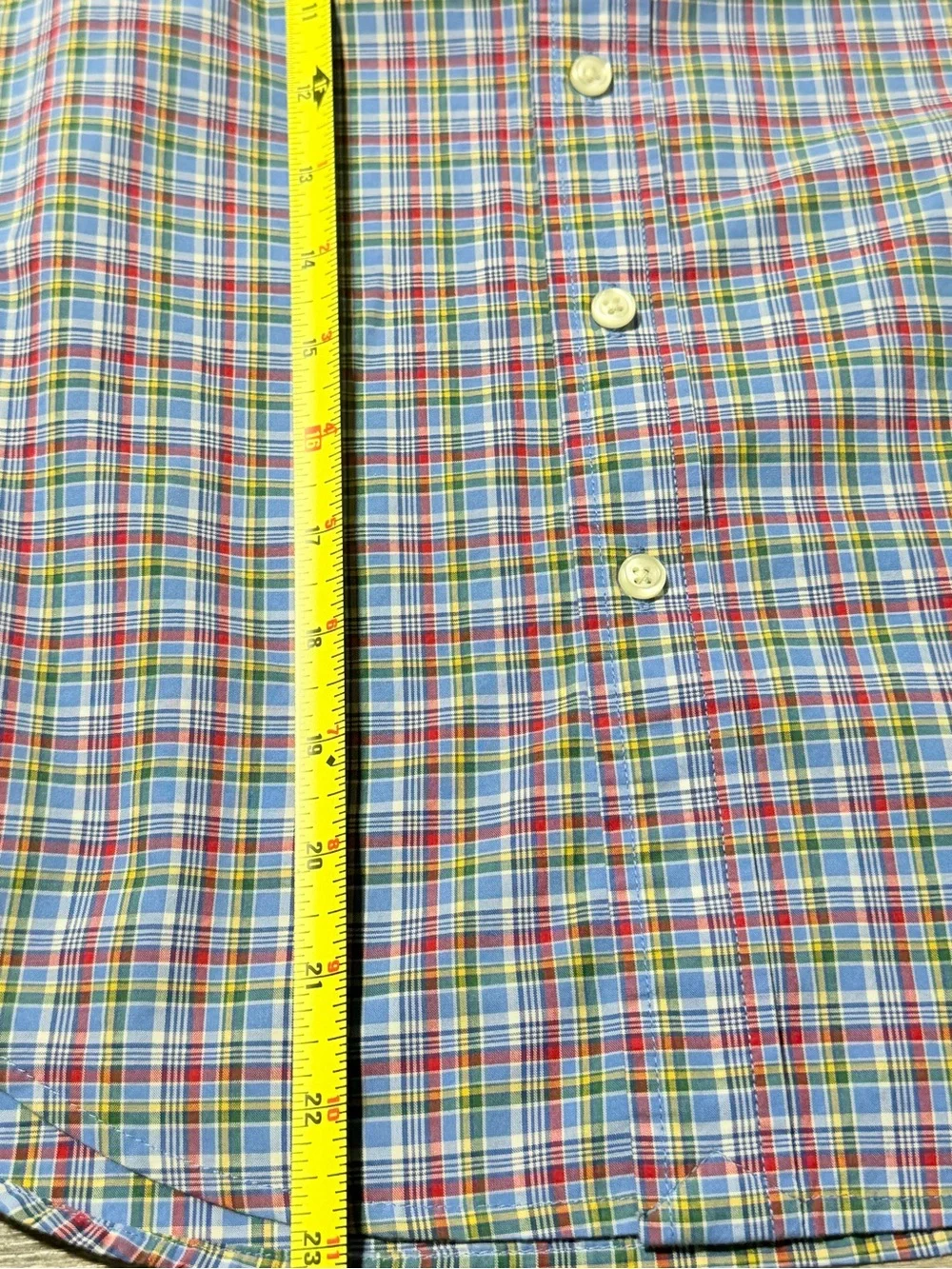 Ralph Lauren Boys Plaid Button Down Shirt Size Medium 10-12 Long Sleeve Stretch
